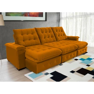 Sofá Retrátil e Reclinável  2,90m Coliseu Super Pillow - Terra