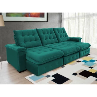 Sofá Retrátil e Reclinável 2,90m  Coliseu Super Pillow - Verde