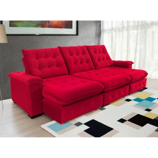 Sofá Retrátil e Reclinável  2,90m Coliseu  Super Pillow - Vermelho