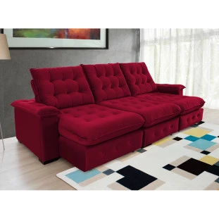 Sofá Retrátil e Reclinável  2,90m Coliseu  Super Pillow - Vinho