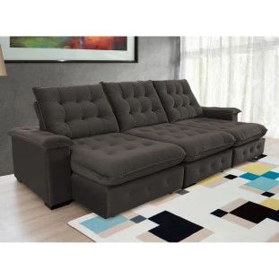 Sofá Coliseu 3,10m Retrátil e Reclinável Super Pillow - Marrom