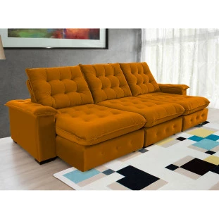 Sofá Coliseu 3,10m Retrátil e Reclinável Super Pillow - Terra