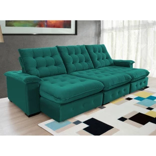 Sofá Coliseu 3,10m Retrátil e Reclinável Super Pillow - Verde