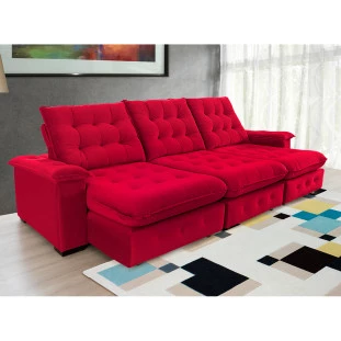 Sofá Coliseu 3,10m Retrátil e Reclinável Super Pillow - Vermelho