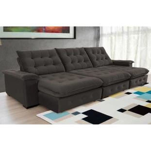 Sofá Coliseu 3,70m Retrátil e Reclinável Super Pillow - Marrom