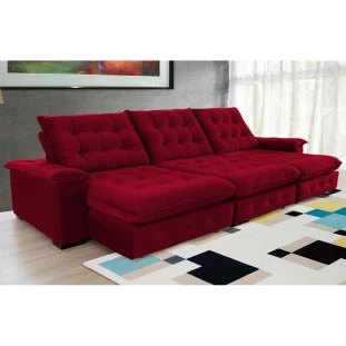 Sofá Coliseu 3,70m Retrátil e Reclinável Super Pillow - Vinho