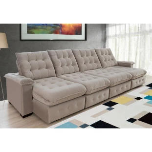 Sofá Coliseu 4,00m Retrátil e Reclinável Super Pillow - Avelã