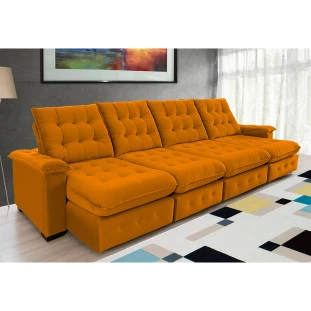 Sofá Coliseu 4,00m Retrátil e Reclinável Super Pillow - Terra