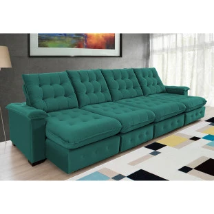 Sofá Coliseu 4,00m Retrátil e Reclinável Super Pillow - Verde
