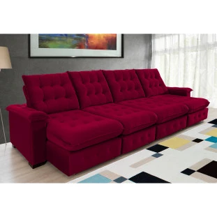 Sofá Coliseu 4,00m Retrátil e Reclinável Super Pillow - Vinho