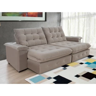 Sofá Coliseu 2,60m Retrátil e Reclinável Super Pillow - Avelã