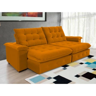 Sofá Coliseu 2,60m Retrátil e Reclinável Super Pillow - Terra