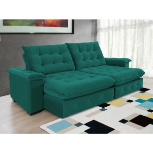 Sofá Coliseu 2,60m Retrátil e Reclinável Super Pillow - Verde