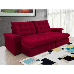 Sofá Coliseu 2,60m Retrátil e Reclinável Super Pillow - Vinho