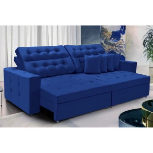 Sofá Texas 2,10m Retrátil e Reclinável - Azul