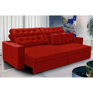 Sofá Texas 2,30m Retrátil e Reclinável - Vermelho