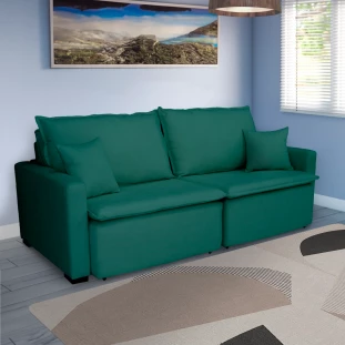 Sofá Cama Tóquio Com Almofadas Soltas 2,20m-verde
