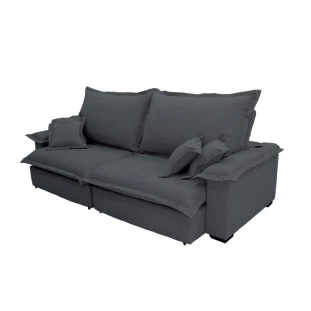 Sofá Paris 2,90m Retrátil e Reclinável Super Pillow -chumbo