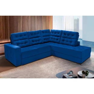 Sofá de Canto Retrátil e Reclinável Santorini 2,70x2,25m - Azul