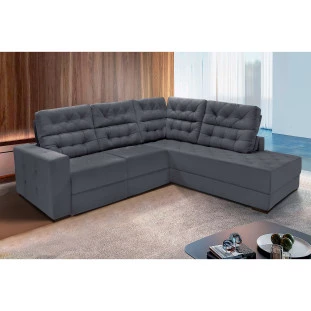 Sofá de Canto Retrátil e Reclinável Santorini 2,70x2,25m - Chumbo