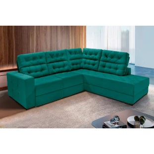 Sofá de Canto Retrátil e Reclinável Santorini 2,70x2,25m - Verde 