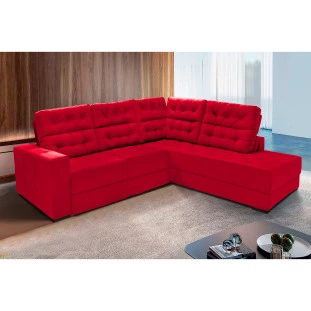 Sofá de Canto Retrátil e Reclinável Santorini 2,70x2,25m - Vermelho 