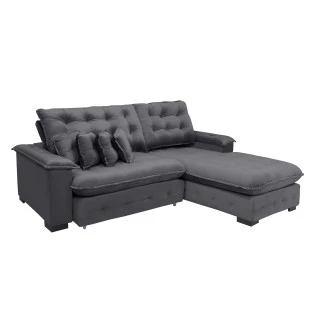 Sofá Berlin 2,65x1,70m com Chaise Super Pillow Top - Chumbo
