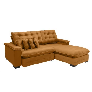 Sofá Berlin 2,65x1,70m com Chaise Super Pillow Top - Terra