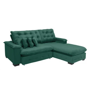 Sofá Berlin 2,65x1,70m com Chaise Super Pillow Top - Verde