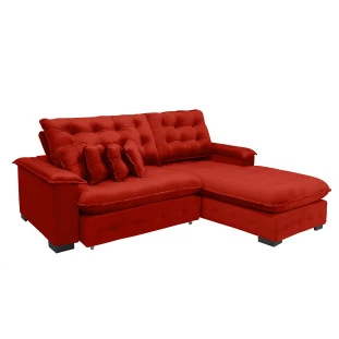 Sofá Berlin 2,65x1,70m com Chaise Super Pillow Top - Vermelho