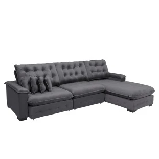 Sofá Berlin 3,85x2,10m com Chaise Super Pillow Top - Chumbo