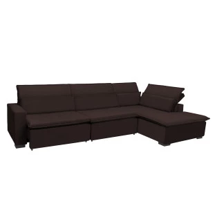 Sofá Istambul 3,80x1,90m Retrátil e Reclinável com Chaise - Marrom