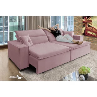 Sofá Londres 2,70m Retrátil e Reclinável Pillow Top
