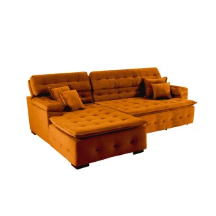 Sofá Retrátil e Reclinável Com Chaise Orlando 2,20x1,50m - Sofisticato-terra