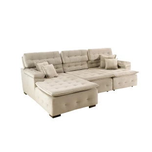 Sofá Orlando 2,80x1,90m com Chaise, Retrátil e Reclinável