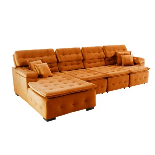 Sofá Orlando 3,45x1,50m com Chaise, Retrátil e Reclinável
