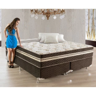 Conjunto Box Ortorelax com Molas, Vibro Massagem e Magnético 1,93x2,03m King