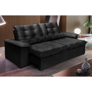 Sofá Retrátil e Reclinável Aspen 2,00m - Preto 