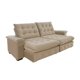 Sofá Coliseu 2,00m Retrátil e Reclinável Super Pillow  - Bege