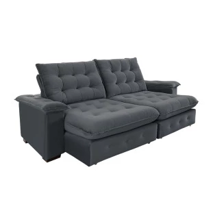 Sofá Coliseu 2,30m Retrátil e Reclinável Super Pillow - Chumbo
