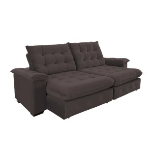 Sofá Coliseu 2,30m Retrátil e Reclinável Super Pillow - Marrom