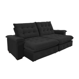 Sofá Coliseu 2,30m Retrátil e Reclinável Super Pillow - Preto