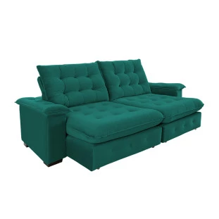 Sofá Coliseu 2,30m Retrátil e Reclinável Super Pillow - Verde