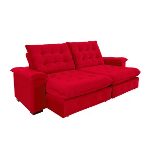 Sofá Coliseu 2,30m Retrátil e Reclinável Super Pillow - Vermelho