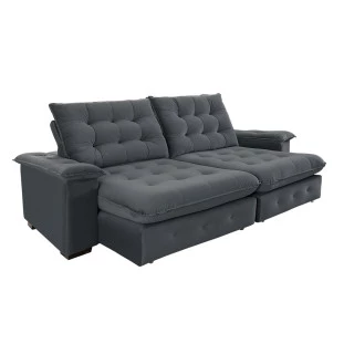 Sofá Coliseu 2,60m Retrátil e Reclinável Super Pillow - Chumbo