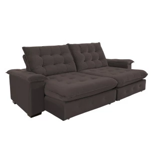 Sofá Coliseu 2,60m Retrátil e Reclinável Super Pillow - Marrom