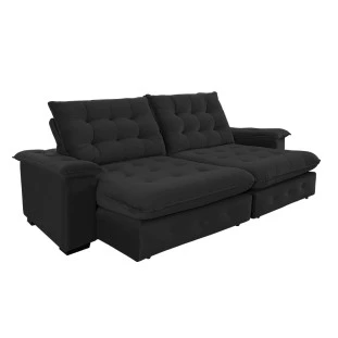 Sofá Coliseu 2,60m Retrátil e Reclinável Super Pillow - Preto