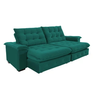 Sofá Coliseu 2,60m Retrátil e Reclinável Super Pillow - Verde