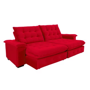 Sofá Coliseu 2,60m Retrátil e Reclinável Super Pillow - Vermelho