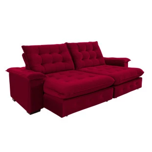 Sofá Coliseu 2,60m Retrátil e Reclinável Super Pillow - Vinho